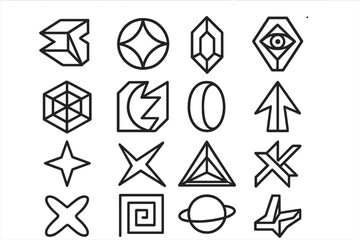 Abstract mystical geometric line icons and symbols collection