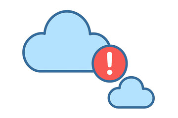 Cloud computing error warning notification icon concept for service failure
