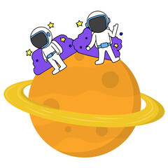 Illustration of an Astronaut on a Planet