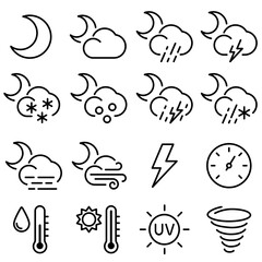 Weather Essentials Icon Set Outline Style (Part 3)
