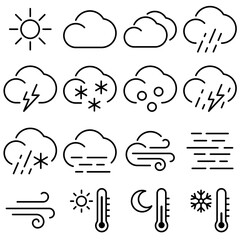 Weather Essentials Icon Set Outline Style (Part 1)