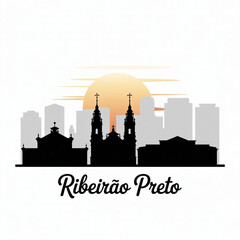 Obraz premium Ribeirão Preto Skyline Silhouette — A Cultural and Economic Center of São Paulo’s Countryside Vector Illustration