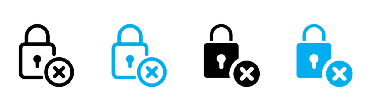 Lock Error Icon Multiple Style Vector Illustration 