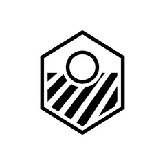 Hexagon badge sun and diagonal crop stripes vector illustration