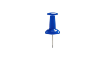 Blue pushpin isolated on transparent background