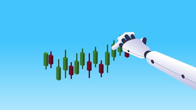 AI Stock Trading and Automated Financial Market Analysis 3d animation cartoon