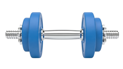 Blue dumbbell weight isolated on transparent background