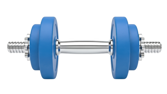 Blue dumbbell weight isolated on transparent background - Powered by Adobe