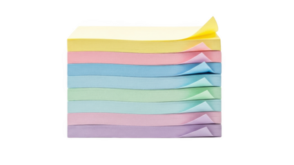 Stack of colorful sticky notes isolated on transparent background
