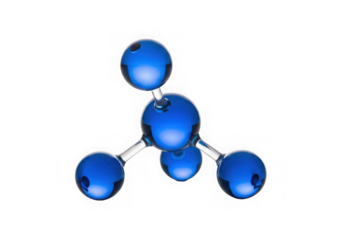 Blue molecular structure isolated on transparent background