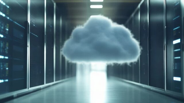 A solitary cloud floats in a hallway, perhaps lost or misplaced