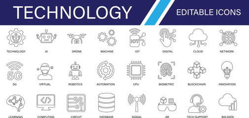 Future Technology Icons For Artificial Intelligence And Data Science.
