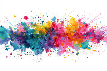 Fototapeta premium vibrant watercolor splashes in rainbow colors on a white background