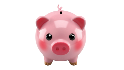 Pink piggy bank PNG isolated on transparent background, cute savings concept for financial planning and childhood dreams