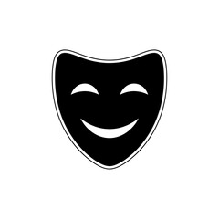 Theater mask style smiling face silhouette vector illustration