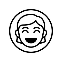 Smiling face circle outline front view vector illustration