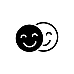 Overlapping couple smiling faces icon vector illustration