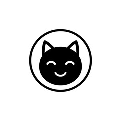 Minimal smiling animal face cat silhouette vector illustration