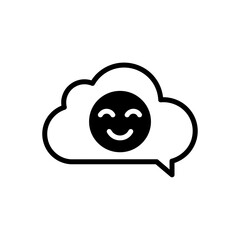 Cloud chat with small smiling face silhouette vector illustration