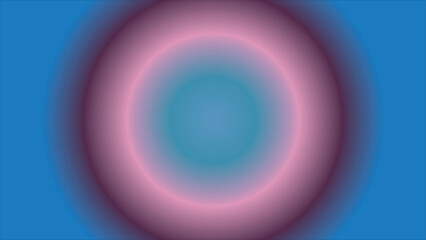 Vibrant circular gradient of pink and teal fades into a deep blue background