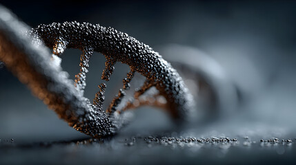 Digital Human face and DNA double helix on a blue technology background. DNA molecule hologram and AI robot head. Futuristic biotechnology and Science tech concept. Vector healthcare illustration