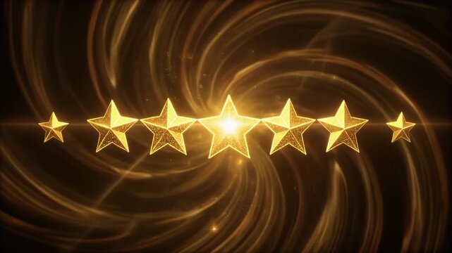 An abstract background with shiny golden stars on black for a Christmas holiday celebration or festive xmas card decoration featuring a glowing light pattern