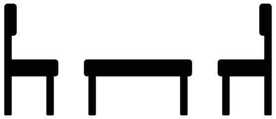 Minimalist Dining Table and Chairs Silhouette Illustration.
