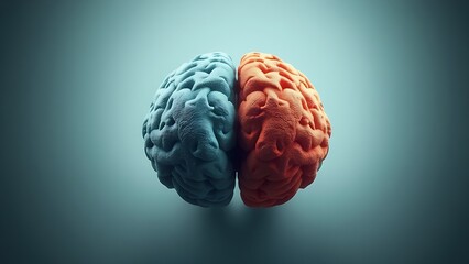 hemispheres. Abstract illustration of brain hemispheres showcasing creativity and logic with soft gradient lighting. wellbeing guides.