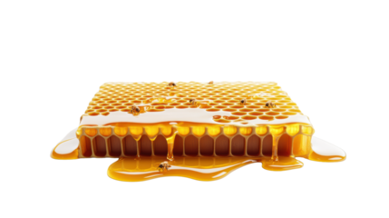 Glowing Honeycomb With Sweet Golden Honey Drizzle