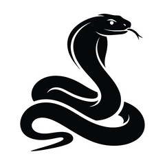 Fototapeta premium Black silhouette of a cobra snake on a white background