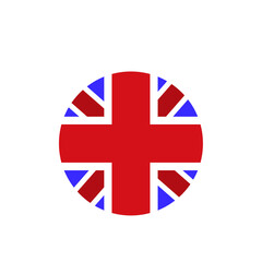 Obraz premium Union Jack Circle Icon – United Kingdom Flag Symbol, British Identity Emblem, Red White Blue Cross Design, Cultural Heritage, Flat Minimalist Graphic 