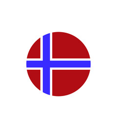 Red Circle with Blue Nordic Cross &ndash; Norway Flag Icon, Scandinavian Symbol, National Identity Emblem, Minimalist Design, Cultural Heritage Graphic