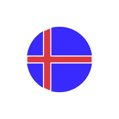 Obraz premium Blue Circle with Red Nordic Cross – Iceland Flag Icon, Scandinavian Symbol, National Identity Emblem, Minimalist Design, Cultural Heritage Graphic