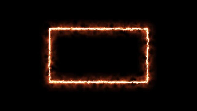 Abstract neon light rectangle frame and seamless loop pattern animation background. Gradient neon frames with smoke, led rectangular borders with mist effect, transparent glowing haze