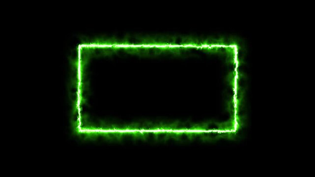 Abstract neon light rectangle frame and seamless loop pattern animation background. Gradient neon frames with smoke, led rectangular borders with mist effect, transparent glowing haze