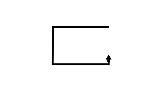 A Rectangle line is drawn with the mouse pointer. pencil drawing a rectangle line.