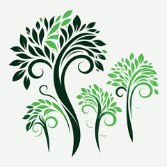 Tree with green leaves vector on white background