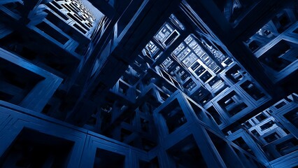 Fototapeta premium Intricate Hollow Metal Arrangement in Deep Blue Hues