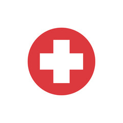 round shape switzerland flag icon isolated white and transparent background 