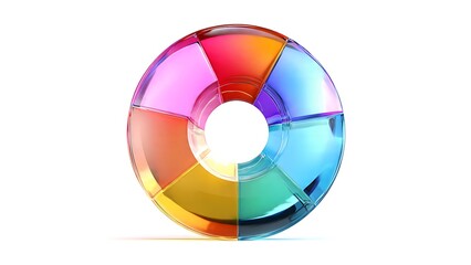 Obraz premium Multicolored Glass Wheel Divided into Segments for Navigation Purposes