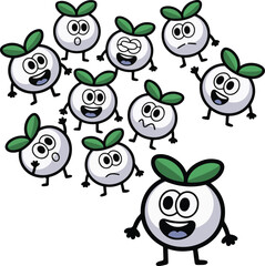 Obraz premium Adorable vector cartoon turnip characters expressing a diverse range of emotions and moods on a dark background