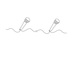 Microphone, continuous one-line drawing, minimalist outline vector illustration
