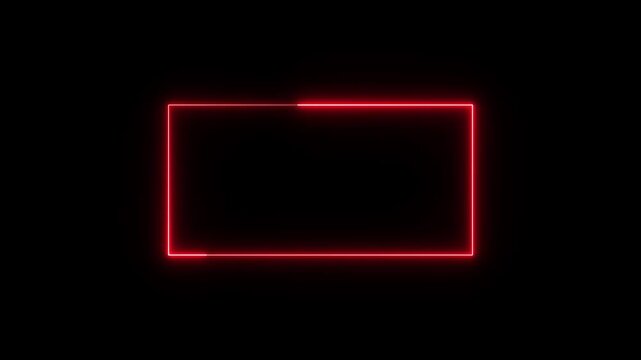 rectangle frame icon animation glowing neon pink and blue color bordar frame display box round shape retro screen photo frame rotation seamless footage line movement on black background