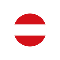 Red white red circular icon resembling Austrian flag or no entry symbol, minimalist design for national identity, signage, or graphic representation