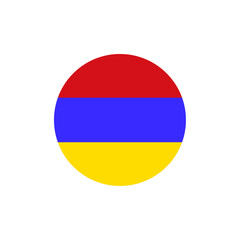 Red blue apricot circular Armenian flag icon, stylized tricolor symbol of Armenia’s national pride, heritage, culture, unity, and international identity