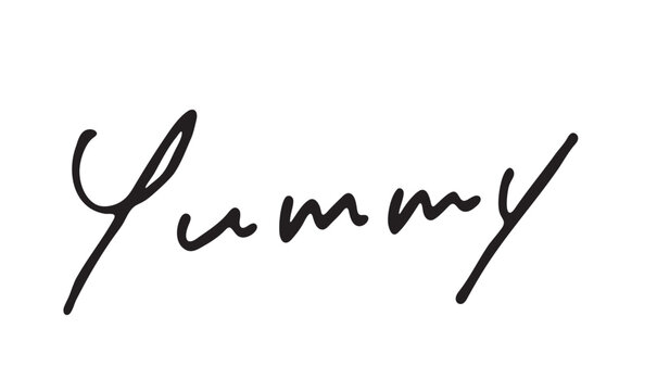 手書き英語「Yummy」｜おいしいを伝えるかわいい筆記体ロゴ