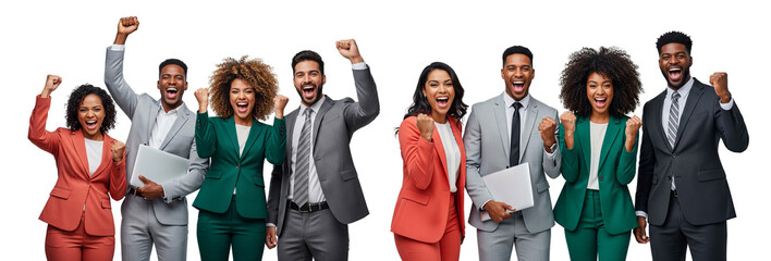 Successful Diverse Business Team Cheering and Celebrating Achievement Together
