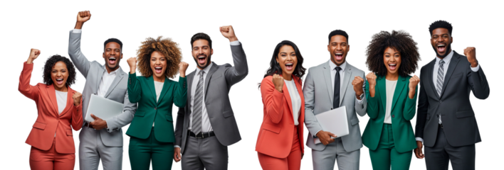 Successful Diverse Business Team Cheering and Celebrating Achievement Together
