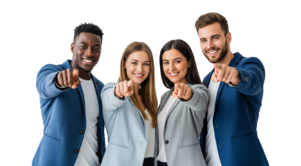 Business Team Pointing Finger at Camera: You, Recruitment, or We Choose Concept