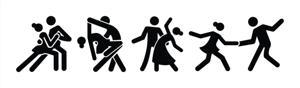 Dance Couple Silhouette Icons